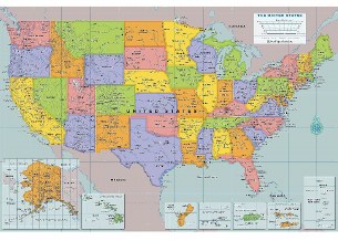 PEEL & STICK WALL  MAP  USA