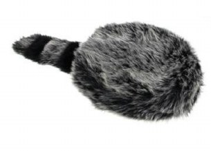COONSKIN CAP BLACK & WHITE