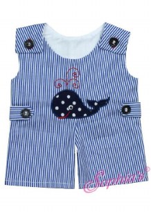 15" BLUE PINSTRIP WHALE ROMPER