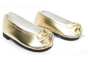 PATENT GOLD BOW SHOE