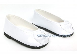 WHITE PATENT BOW SHOES