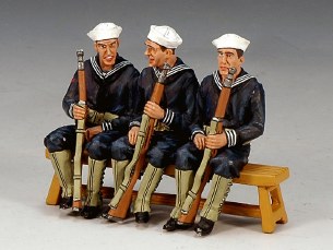 USN THREE SAILORS SITTING