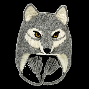 Gray Wolf Knit Hat