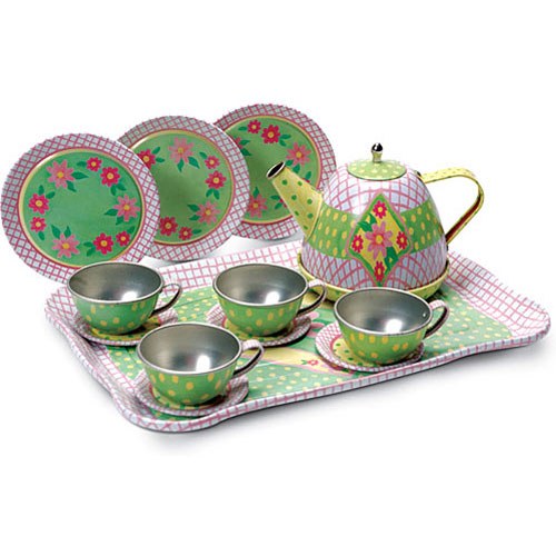 tin tea set with case