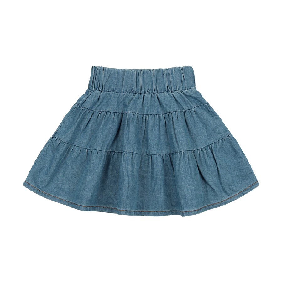 Denim Tiered Skirt Dark Denim - Styled Child