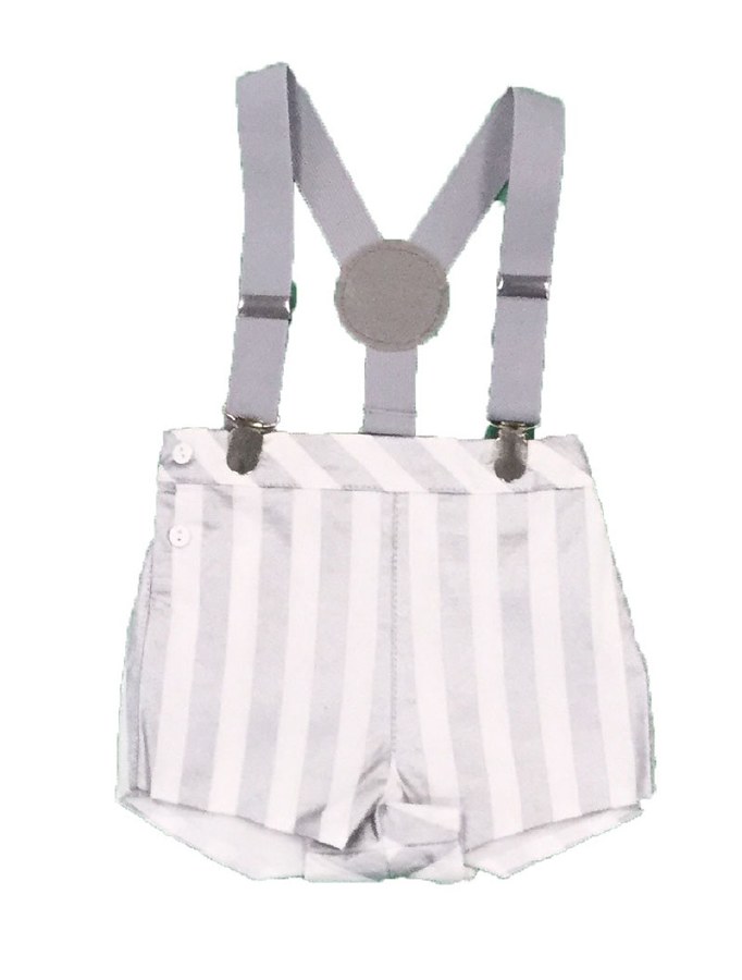 black and white striped overalls shorts
