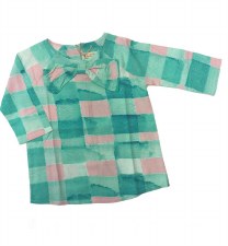 Bow Gingham Shirt Teal 10