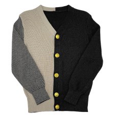 Split Cardigan Black/Beige 2