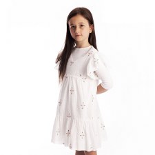 Dot Texture Ruffle Dress
