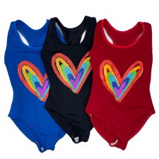 Girls Heart Bathing Suit Black