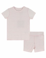 Rib Stripe Short Set Pink 5