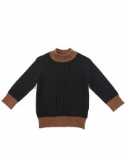 Cable Knit Contrast Sweater Bl