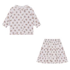 Dotted Floral Girls 2pc White