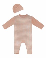 Houndstooth Stretchie set Pink