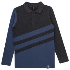 Diagonal Stripe Polo Grey/Blue