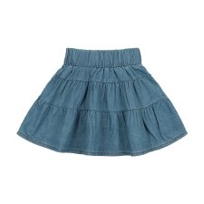 Denim Tiered Skirt Dark Denim