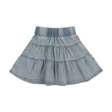 Denim Tiered Skirt Stone Wash