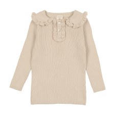 Girls Knit Polo Natural 3T