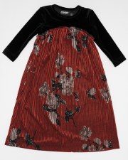 Floral Ribbed Velour Robe Blac