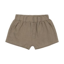 Linen Pull On Shorts Dark Gree
