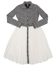 Houndtooth Teen Dress W/ Pleat