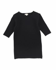 3/4 Sleeve Ribbed Tshirt Black