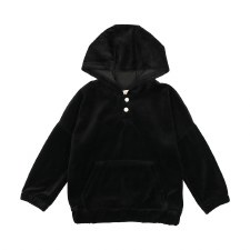 Velour Hooded Sweatshirt Black