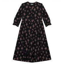 Tiered Floral Teen Dress Black