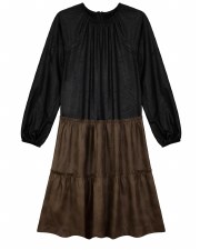 Teen 2tone Leather Dress Black