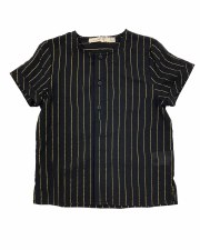 Gold Pinstripe S/S Shirt Black