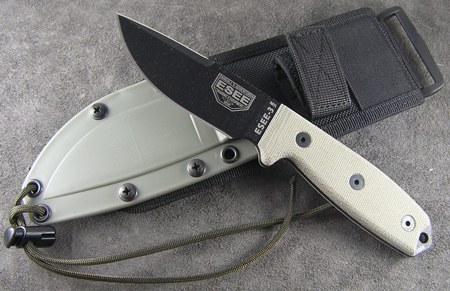 ESEE-3MIL-P Fixed Blade - Black 1095 Plain Edge Clip Point Blade ...