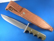 Blackjack Classic Blades 14GM Modle 14 HALO Attack - Green Canvas Micarta Handles with Finger Grooves - A2 Tool Steel Convex Grind Blade