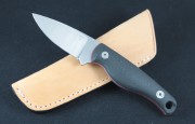 Creely PG Mako - Cruwear Flat Ground Blade - Black G-10 with Red Liners Handle Scales