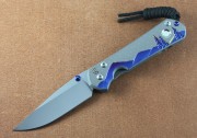 Chris Reeve Small Sebenza 31 - Unique Night Sky Graphics with Mother of Pearl Cabochon - Drop Point