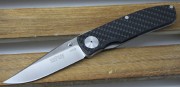 Klotzli ACC1-C Pocket Knife - Polished Carbon Fiber Scales - Titanium Walker Liner-lock - Hand Polished ATS-34 Blade - Swiss Made