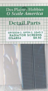 O GP/SD38-2 RADIATOR SCREENS