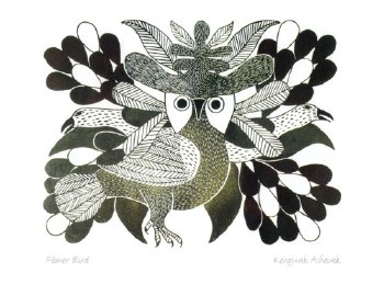 Kenojuak Ashevak: Flower Bird Matted Print