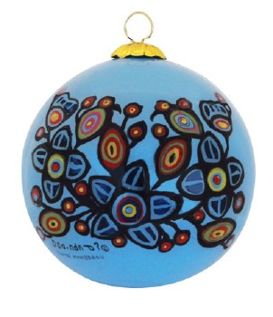 Norval Morrisseau:  Flowers and Birds Glass ornament