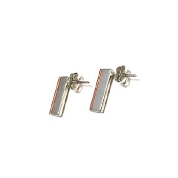 Claudine Moncion: VER05 Silver & Copper Stud Earrings