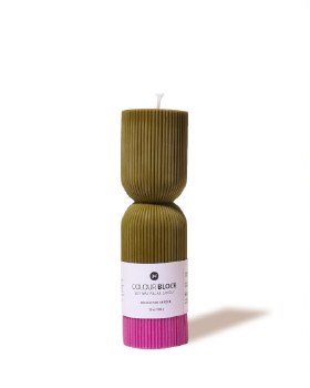 Colour Block Pillar Candle - Pine/Orchid
