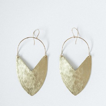 Enarmoured: Tulip Brass Shield Earrings -Large