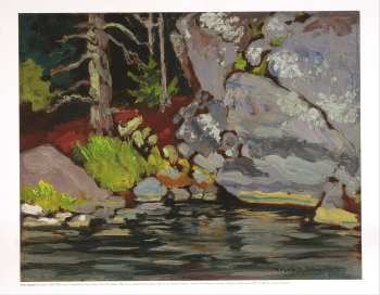 Franz Johnston: Lichen Covered Rocks - 11" x 14"