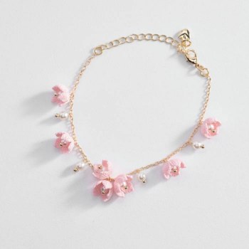 Ling Studio: Micro Crochet Pink Flower Bracelet