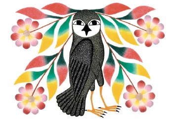 Kenojuak Ashevak: Owl Bouquet Matted Print