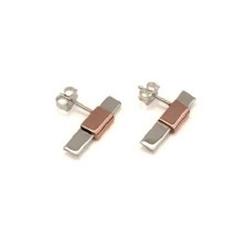 Claudine Moncion: Pli01 Silver & Copper Stud Earrings