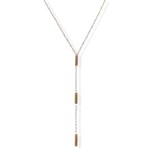 jj + rr Triple Rectangle Y Necklace - Rose Gold