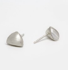 Margaret Lim: Small Puffed Triangle Earrings - Brushed