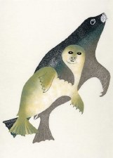 Additional picture of Kananginak Pootoogook: Mother's Embrace Matted Print