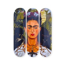 Kahlo x The Skateroom: Self-Portrait with Thorn Necklace and Hummingbird, Triptych