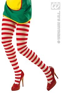 Women/'s Striped Fancy Dress Christmas Tights Red /& White Valentines Day Hen Fun